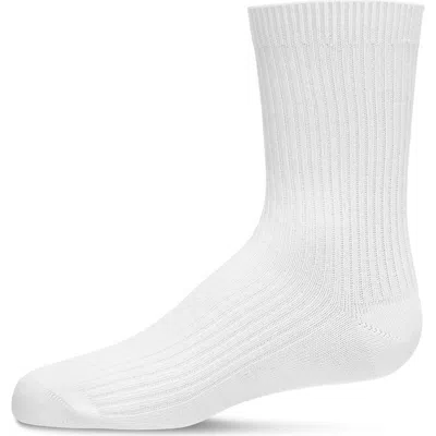 Memoi Kids'  Ribbed Rich Crew Socks In White