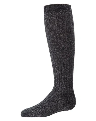 Memoi Kids'  Ribbed Shimmer Knee-high Socks In Black