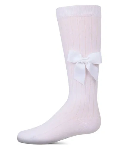 Memoi Kids'  Ribbed Stretch Bow Trim Knee Sock In Purple