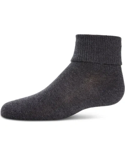 Memoi Babies'  Ribbed Triple-roll-cuff Ankle Sock In Black