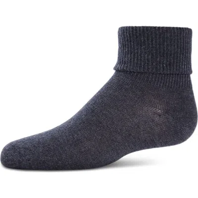 Memoi Kids'  Ribbed Triple-roll-cuff Ankle Sock In Blue