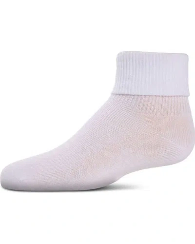 Memoi Babies'  Ribbed Triple-roll-cuff Ankle Sock In White