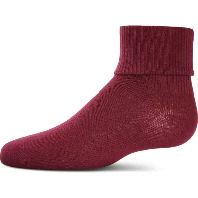 Memoi Kids'  Ribbed Triple-roll-cuff Ankle Sock In Brown