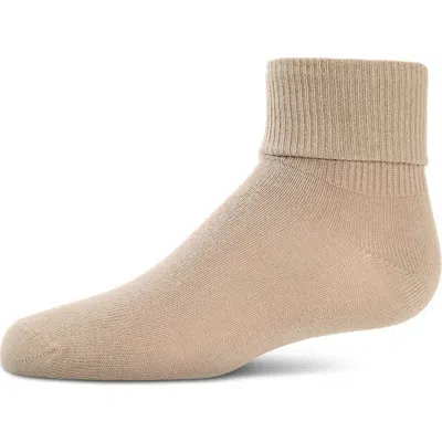 Memoi Kids'  Ribbed Triple-roll-cuff Ankle Sock In Brown