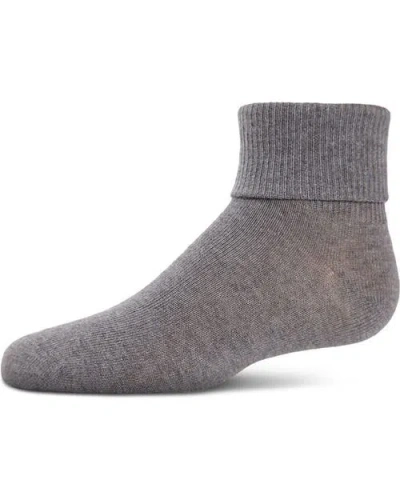 Memoi Babies'  Ribbed Triple-roll-cuff Ankle Sock In Gray