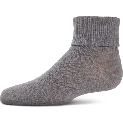 Memoi Kids'  Ribbed Triple-roll-cuff Ankle Sock In Gray
