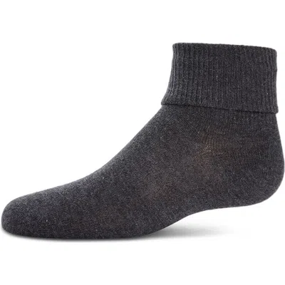 Memoi Kids'  Ribbed Triple-roll-cuff Ankle Sock In Gray