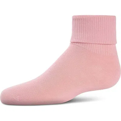 Memoi Kids'  Ribbed Triple-roll-cuff Ankle Sock In Pink