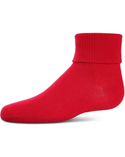 Memoi Babies'  Ribbed Triple-roll-cuff Ankle Sock In Red