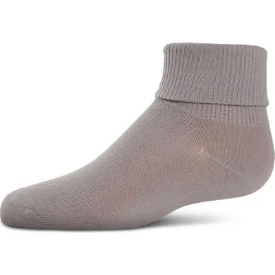Memoi Kids'  Ribbed Triple-roll-cuff Ankle Sock In Silver