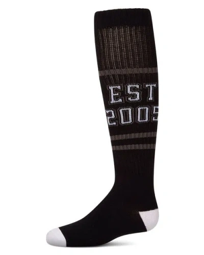 Memoi Kids'  Ribbed Varsity-stripe Knee High Sock In Black