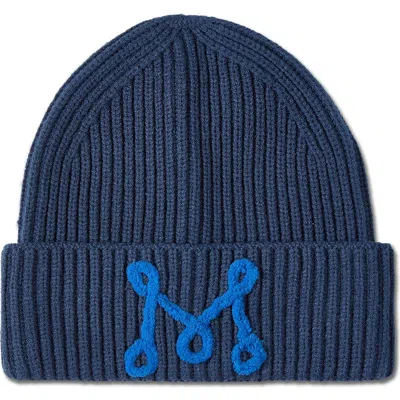Memoi Kids'  Ribbed Yarn-embroidered Beanie In Blue