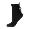 Memoi Ribbon Womens 1 Pair Crew Socks In Black