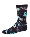 Memoi Kids'  Rocket Ship Crew Socks In Black