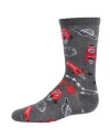 Memoi Kids'  Rocket Ship Crew Socks In Gray