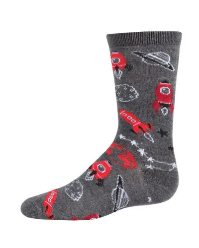 Memoi Kids'  Rocket Ship Crew Socks In Gray