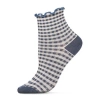 Memoi Ruffle Cuff Womens Breathable 1 Pair Quarter Ankle Socks In Blue
