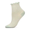 Memoi Ruffle Cuff Womens Breathable 1 Pair Quarter Ankle Socks In Green