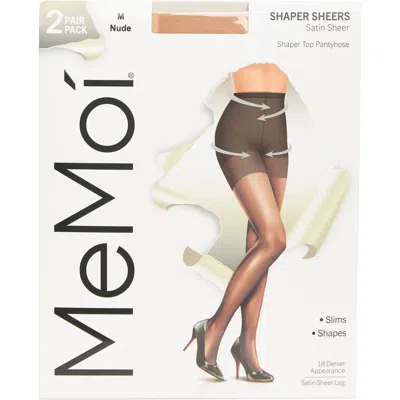 Memoi Satin Sheer Shaper Opaque Tights In Brown
