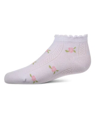 Memoi Scallop-trim Ankle Sock With Mini-floral Pattern (baby) In Pink
