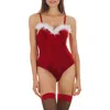 Memoi Women's Scarlett Holiday-themed Velvet Bodysuit In Red