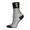 Memoi Sheer Pineapple Womens Breathable 1 Pair Quarter Ankle Socks In Black