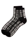Memoi Sheer Plaid Ankle Socks In Black