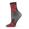 Memoi Sheer Rose Garden Womens Breathable 1 Pair Quarter Ankle Socks In Black