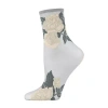 Memoi Sheer Rose Garden Womens Breathable 1 Pair Quarter Ankle Socks In Gray