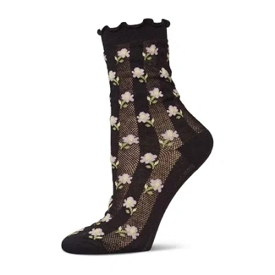 Memoi Sheer Womens Breathable 1 Pair Quarter Ankle Socks In Black