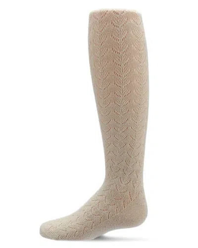 Memoi Babies'  Shimmery Pointelle Textured Lurex Fashion Tights In Gold