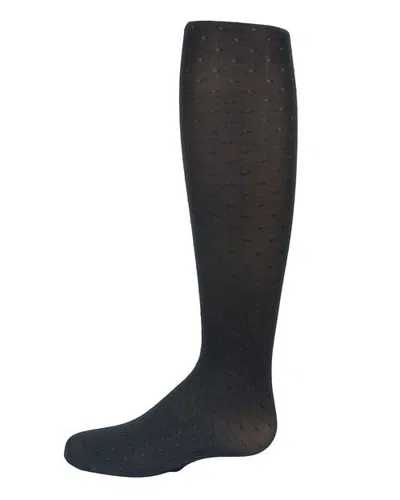 Memoi Babies'  Shiny Dot Opaque Nylon Tights In Black