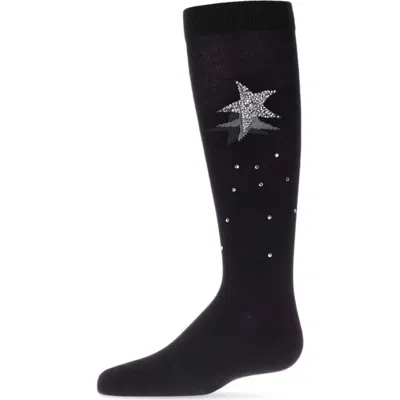 Memoi Kids'  Shooting Star Sparkle Knee High Socks In Black