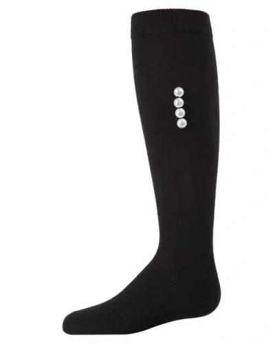 Memoi Kids'  Side Pearls Knee High Socks In Black