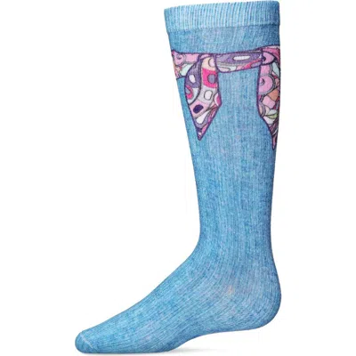 Memoi Kids'  Silk Tie Knot Knee High Sock In Metallic