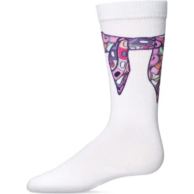 Memoi Kids'  Silk Tie Knot Knee High Sock In White