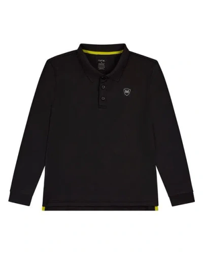 Memoi Kids'  Silky Dri-effect Long Sleeve Polo Shirt In Black