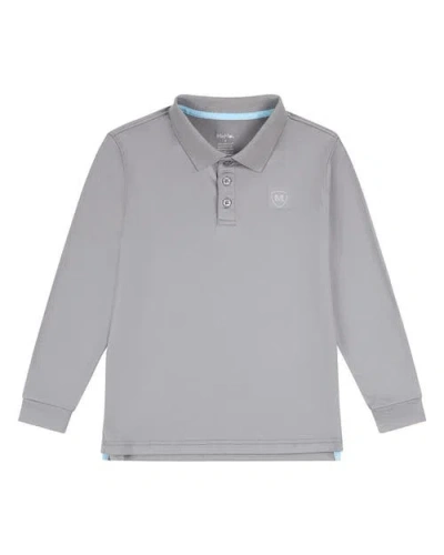 Memoi Kids'  Silky Dri-effect Long Sleeve Polo Shirt In Gray