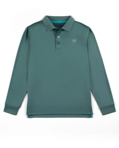 Memoi Kids'  Silky Dri-effect Long Sleeve Polo Shirt In Green