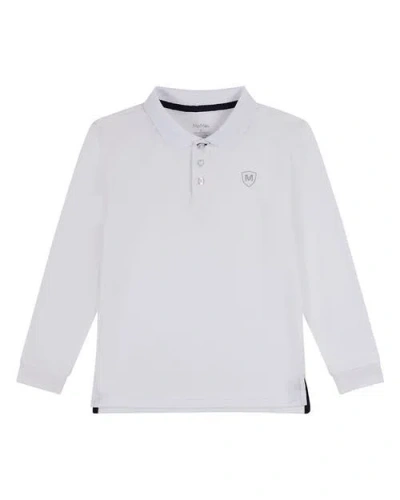 Memoi Kids'  Silky Dri-effect Long Sleeve Polo Shirt In White