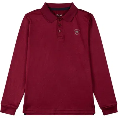 Memoi Kids'  Silky Dri-effect Long Sleeve Polo Shirt In Burgundy