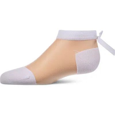 Memoi Babies'  Silky-sheer Micro-mesh Ankle Sock With Satin Bow In Brown