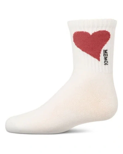 Memoi Kids'  Single Heart Logo Crew Socks In Neutral