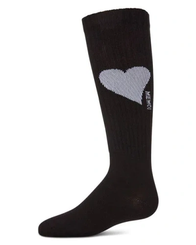Memoi Kids'  Single Heart Logo Knee High Socks In Black