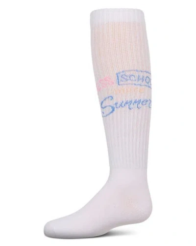 Memoi Kids'  Soft Stretch Ribbed More Summer Knee Socks In White
