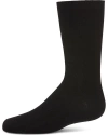Memoi Solid Plain Crew Socks In Black