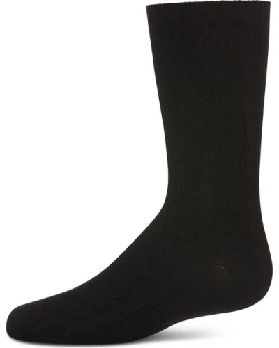 Memoi Kids'  Solid Plain Crew Socks In Black