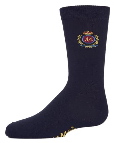 Memoi Kids'  Sophisti-crest Mercerized Crew Socks In Blue