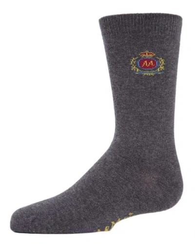 Memoi Kids'  Sophisti-crest Mercerized Crew Socks In Gray