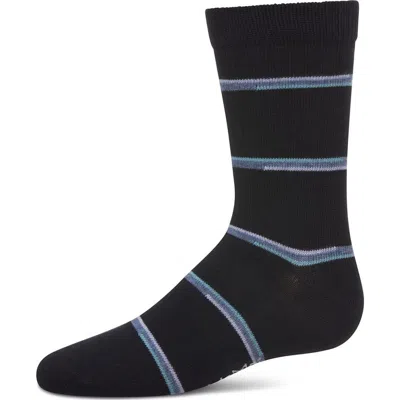 Memoi Kids'  Spacedye Stripe Crew Sock In Black